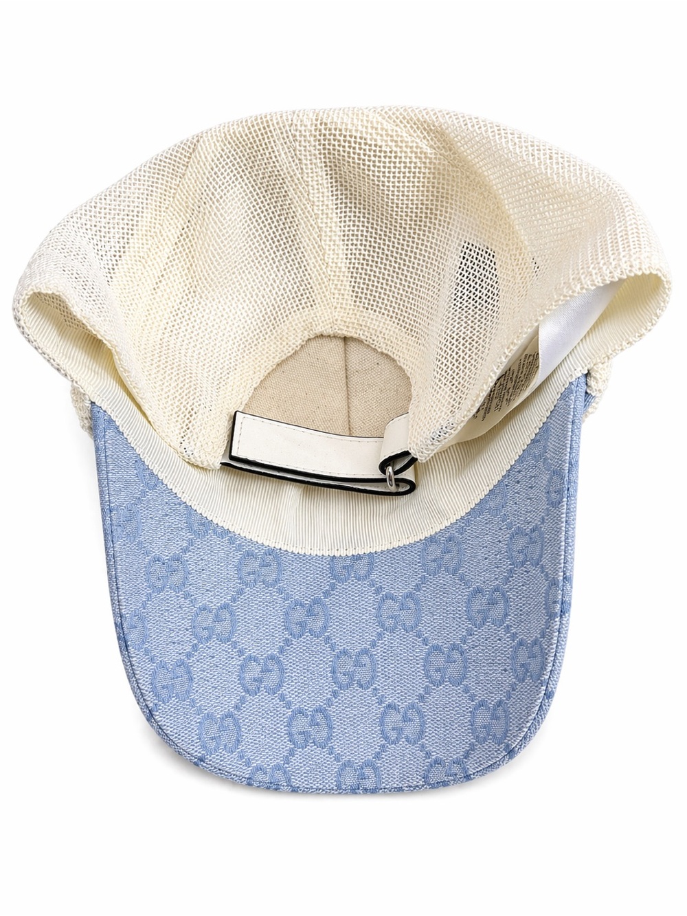 Gucci Light Blue GG Denim Trucker Cap with Cream Mesh - Picture 3 of 3